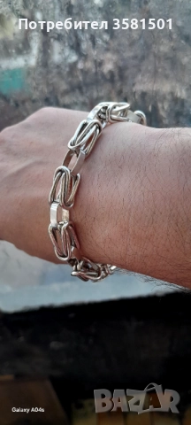 Сребърна Гривна Кралска плетка-32грама.🇧🇬, снимка 5 - Гривни - 52834904