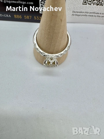 Сребърен пръстен с мойсанит (Диамант) 1 карат, снимка 5 - Пръстени - 54243228