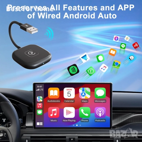 PAUNEZUEL Безжичен CarPlay адаптер за iPhone - Bluetooth адаптер за OEM, снимка 7 - Аксесоари и консумативи - 52962987