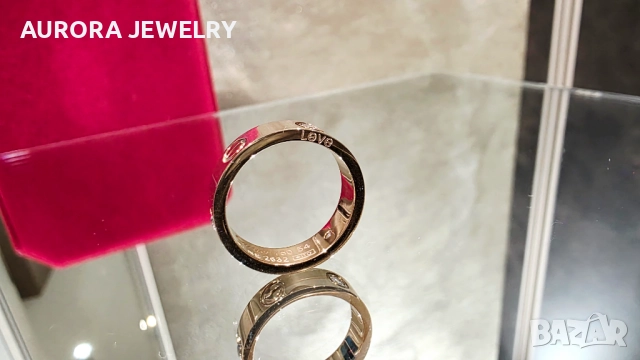 CARTIER Love Rose Gold 3 Diamonds Classic Model Пръстен, снимка 5 - Пръстени - 52830596
