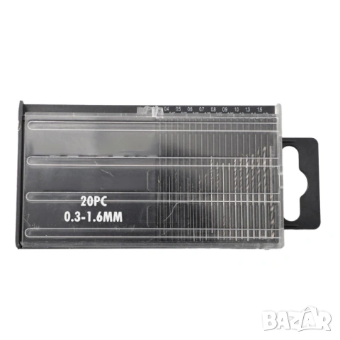 Комплект от 20 Прецизни Свредла 0.3-1.6 мм | HSS За Бижута, Часовници, Моделиране, Електроника, снимка 11 - Друга електроника - 53998741