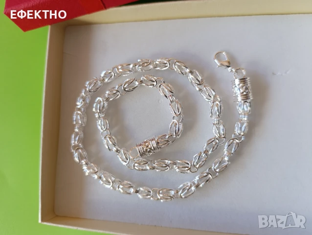 Чисто нов, масивен и дълъг сребърен комплект.В кутия., снимка 2 - Бижутерийни комплекти - 50953027