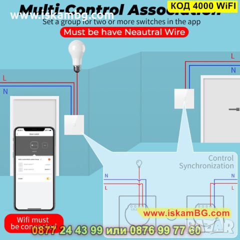 Ключ за осветление с WiFi от закалено стъкло и тъч бутони - КОД 4000 WiFI, снимка 7 - Други - 45481850