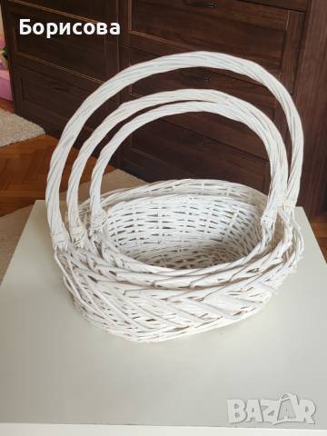 Плетени бели овални кошници , снимка 3 - Декорация за дома - 44971268