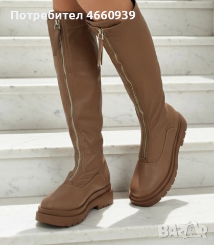 Дамски Кафяви Ботуши, снимка 2 - Дамски ботуши - 52540522