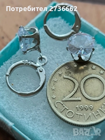 Сребърни обеци с бял цирконии , снимка 5 - Обеци - 53740171