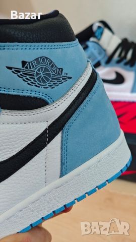 Nike Air Jordan 1 High University Blue Нови Оригинални Мъжки Обувки Кецове Размер 43 Номер 27.5, снимка 8 - Маратонки - 46128179