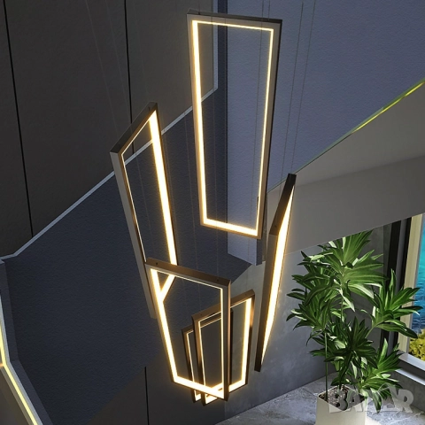 Модерна Лед LED полилей правоъгълна висяща лампа за хол, стълби 212 199 лв., снимка 2 - Лампи за таван - 51510737