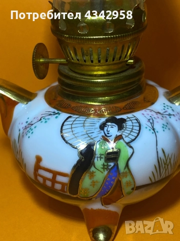 Японска винтидж миниатюрна порцеланова лампа.1960 г., снимка 3 - Антикварни и старинни предмети - 52887363