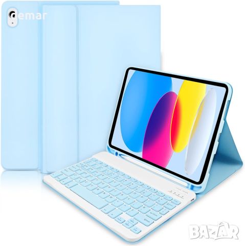 Калъф с клавиатура за iPad 10-то поколение 10,9 инча 2022 г, син ; черен, снимка 1 - Таблети - 46461635