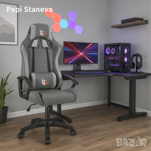 Ергономичен геймърски офис стол с лумбална и шийна опора – комфорт за игра и работа без умора