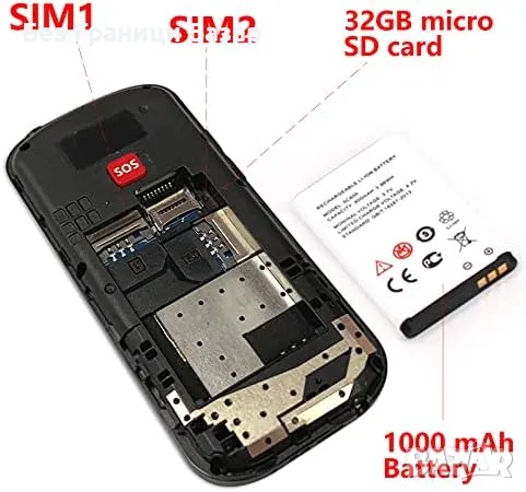 Нов Uleway телефон с големи бутони радио SOS – за възрастни, отключен, снимка 8 - Телефони с две сим карти - 49656571