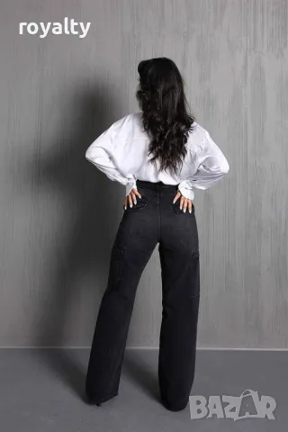 Черни дънки със странични джобове, снимка 2 - Дънки - 50266921