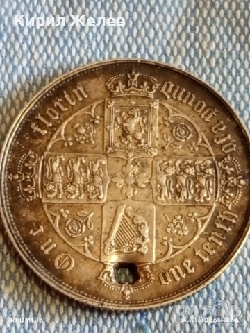 Сребърна монета 1 флорин Кралица Виктория Великобритания 52572, снимка 7 - Нумизматика и бонистика - 53084878