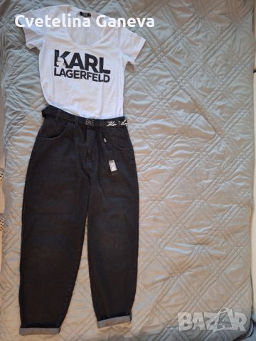 Дънки и тениска Karl lagerfeld нови!, снимка 4 - Дънки - 46079146