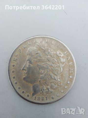 сребърен долар от 1881, снимка 3 - Нумизматика и бонистика - 45319565