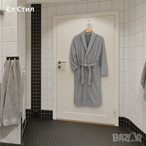 Дамски хотелски халат, класически, удобен, топъл, с връзки, мек, сив, снимка 5 - Хавлиени кърпи - 53567659