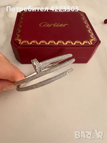 Гривна Cartier Juste Un Clou Nail White Gold Bangle , снимка 3 - Гривни - 47137278