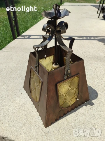 Полилеи, лампи тип фенер с елементи на ковано желязо и стъкленици , снимка 4 - Полилеи - 50967855