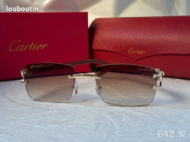 Cartier висок клас слънчеви очила Мъжки Дамски слънчеви с дървени дръжки, снимка 13 - Слънчеви и диоптрични очила - 45505174