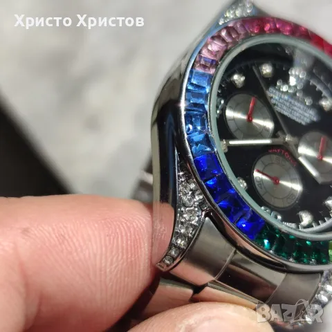 Мъжки луксозен часовник Rolex Daytona Rainbow 🌈 Steel , снимка 4 - Мъжки - 47008744