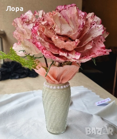 Декорирана ваза с ръчно рисувани цветя, снимка 3 - Декорация за дома - 51969907