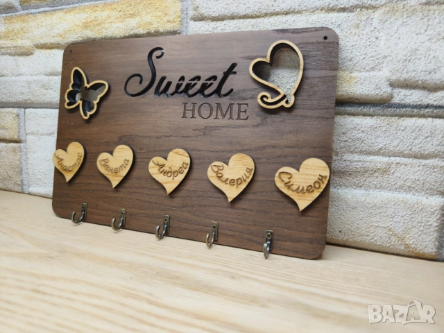 🌟Персонализирана стойка за ключове с вашите имена фамилия текст, снимка 3 - Декорация за дома - 52016375