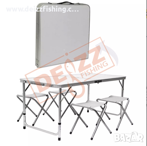  Сгъваемият комплект за къмпинг, който включва маса и 4 стола., снимка 3 - Къмпинг мебели - 44969839