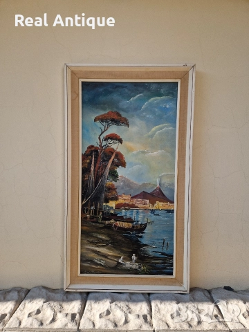 Страхотна антикварна авторска майсторска картина масло върху платно 