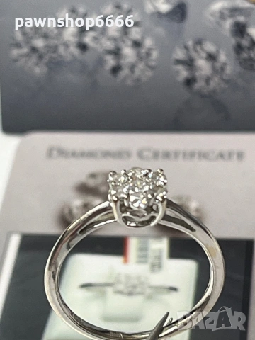 Златен пръстен 18К бяло злато с диаманти – елегантност с характер, снимка 12 - Пръстени - 53656209