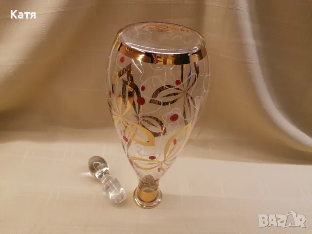 Стара стъклена гарафа, снимка 4 - Антикварни и старинни предмети - 50368357