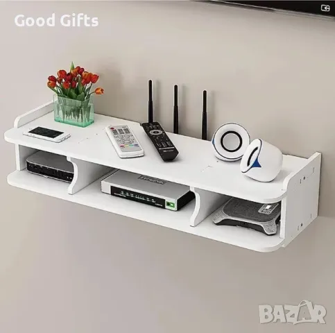 Стенен ТВ рафт с 3 отделения – бял, 60 см, снимка 3 - Други стоки за дома - 50384252