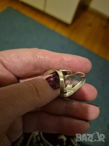 красив сребърен пръстен със седеф, снимка 3 - Пръстени - 53261112