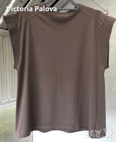 Блуза тип тениска капучино памук