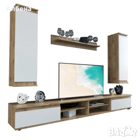 ТВ комплект Сандро – цвят орех/бяло