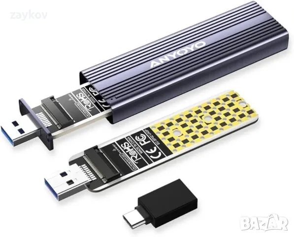 M.2 NVME SATA SSD корпус, ANYOYO USB 3.2 Gen 2 10Gbps Solid State Drive корпус, снимка 4 - Друга електроника - 46877411