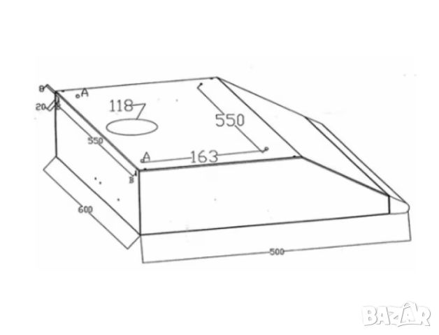 Аспиратор, 60см., 2 мотора, 2х95W, Инокс, снимка 4 - Абсорбатори - 46792226