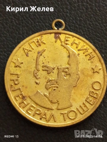 Медал от соца ВЕТЕРАН на ТРУДА АПК ЛЕНИН ГЕНЕРАЛ ТОШЕВО 19481, снимка 3 - Антикварни и старинни предмети - 51330097