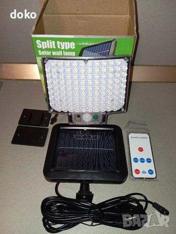 Соларна лампа с отделен панел, снимка 2 - Соларни лампи - 53991263