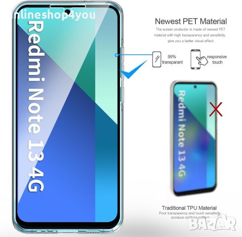 Прозрачен 360° Градуса Кейс за Xiaomi Redmi Note 13 4G, снимка 2 - Калъфи, кейсове - 45296656