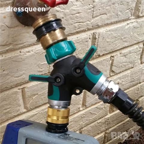 4529 Двоен разклонител за кран с индивидуални вентили и система за бърз монтаж, снимка 2 - Напояване - 53636634