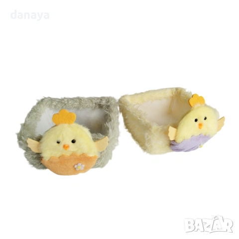 6515 Малка пухкава кошничка за великденски яйца и лакомства, 14 см, снимка 4 - Декорация за дома - 53911364