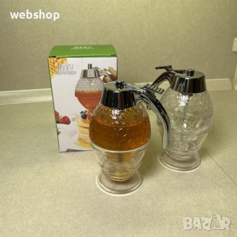 Акрилен диспенсър за мед, 200мл, прозрачен, 8.3x10x15cm, снимка 1