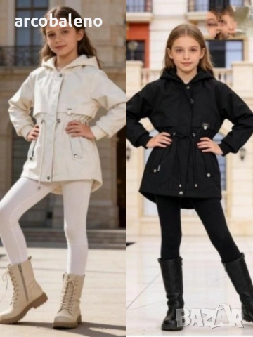 Пролетна парка с качулка за момичета, 2цвята 