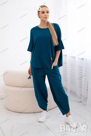 Дамски памучен комплект блуза + панталон, 13цвята , снимка 8 - Комплекти - 46468554