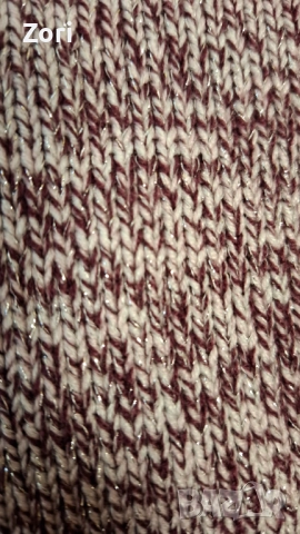 РАЗКОШНА блуза в бежово-бордо-сребрист меланж за гръдна обиколка от 126см до 148см, снимка 4 - Блузи с дълъг ръкав и пуловери - 52960520