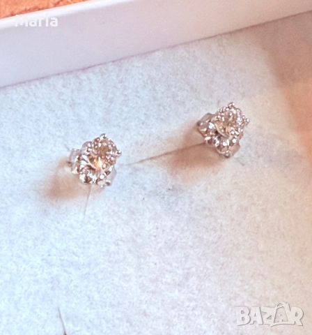 Дамски обеци бяло злато и диаманти, снимка 2 - Обеци - 52470803