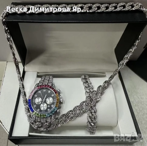 Луксозен комплек бижута, часовник , гривна и колие, снимка 8 - Бижутерийни комплекти - 51152821
