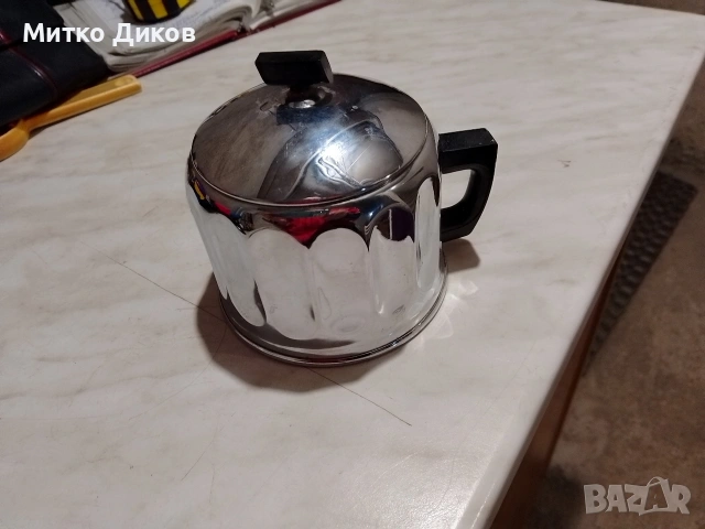 Захарница молокница метална СССР от соца с дръжки гравирана и втора МНЦ, снимка 12 - Антикварни и старинни предмети - 53499097