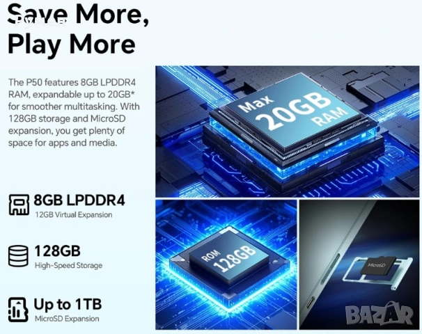 Таблет TECLAST-2025 андроид 15. Rom 128 GB. Ram 8 + 12 ГБ. 11 инча., снимка 5 - Таблети - 52771687